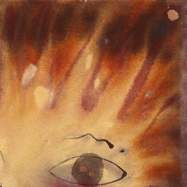 Textile Sun No.8 - Folk Art Inspired Abstract Sun Mixed Media Painting on Raw Canvas by Meredith Walker For Sale - Image 7 of 9