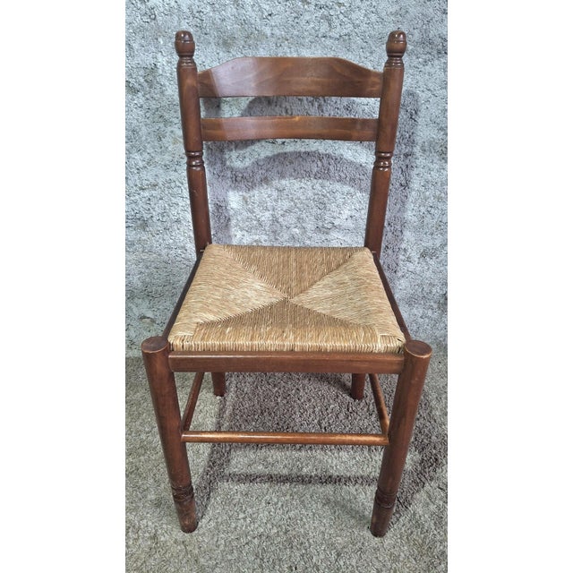 Brown Early 20th Century Louis XIII Rustic Chairs with Straw Seats, Set of 4 For Sale - Image 8 of 10