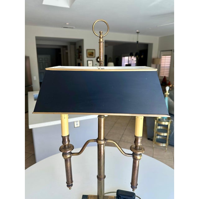 Brass French Directoire Style Bouillotte Tole Table Lamp For Sale - Image 10 of 16