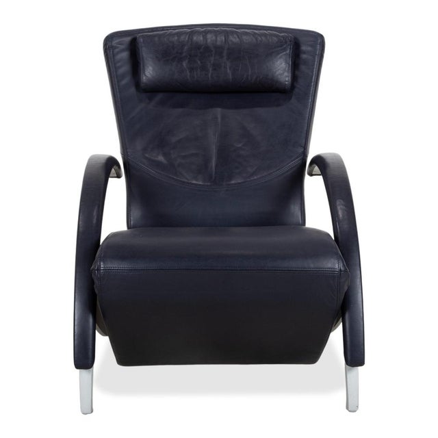 3100 Lounge Chair in Dark Blue Leather from Rolf Benz For Sale - Image 15 of 16
