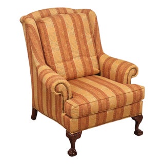 Hickory Chair Chippendale Style Custom Upholstered Wing backArmchair For Sale