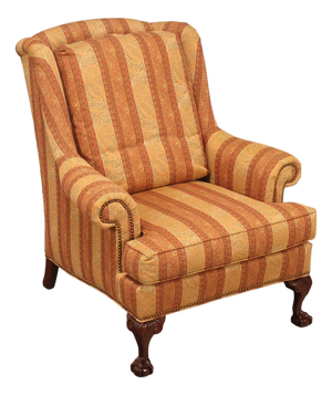 Hickory Chair Chippendale Style Custom Upholstered Wing backArmchair