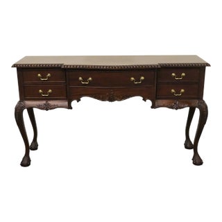 Vintage Antique Solid Mahogany Traditional Chippendale Style Ball & Claw 67" Sideboard Buffet For Sale