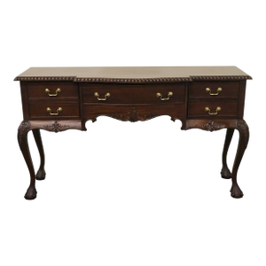 Vintage Antique Solid Mahogany Traditional Chippendale Style Ball & Claw 67" Sideboard Buffet