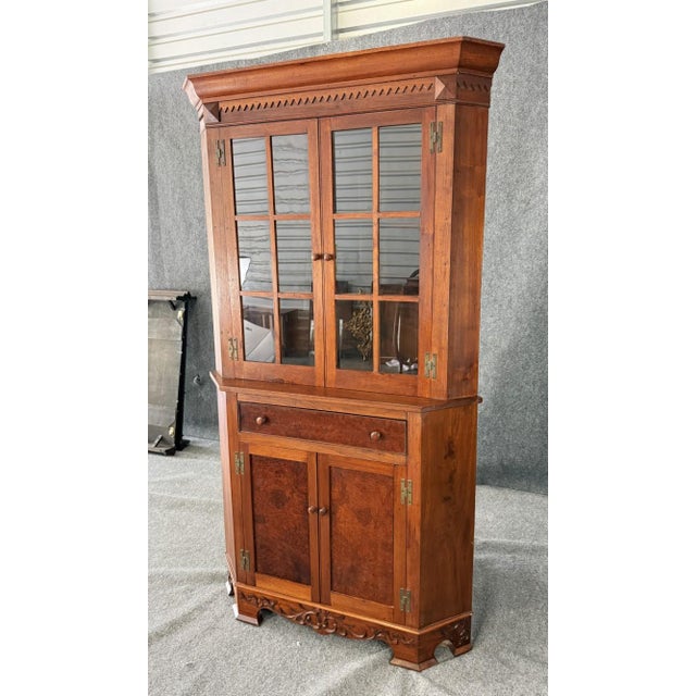 Antique Bench-Made Burled Walnut Corner Cabinet For Sale - Image 4 of 12