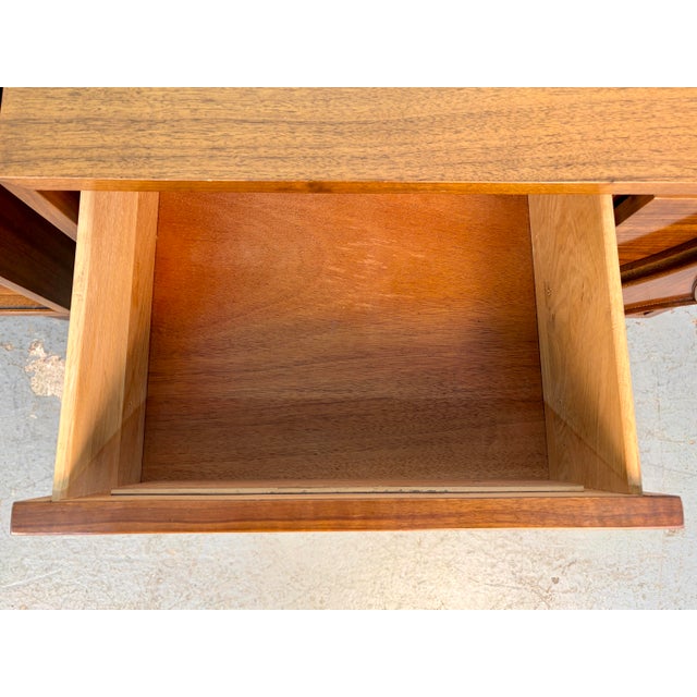 Wood Pair of Unique Mid 20th Century Modern Walnut Nightstands For Sale - Image 7 of 18
