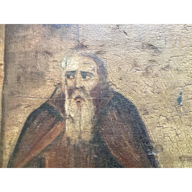 18th Century Antique 18th Century European Oil Painting on Wood – Warriors & Clergy Scene, 20” × 12” For Sale - Image 5 of 12