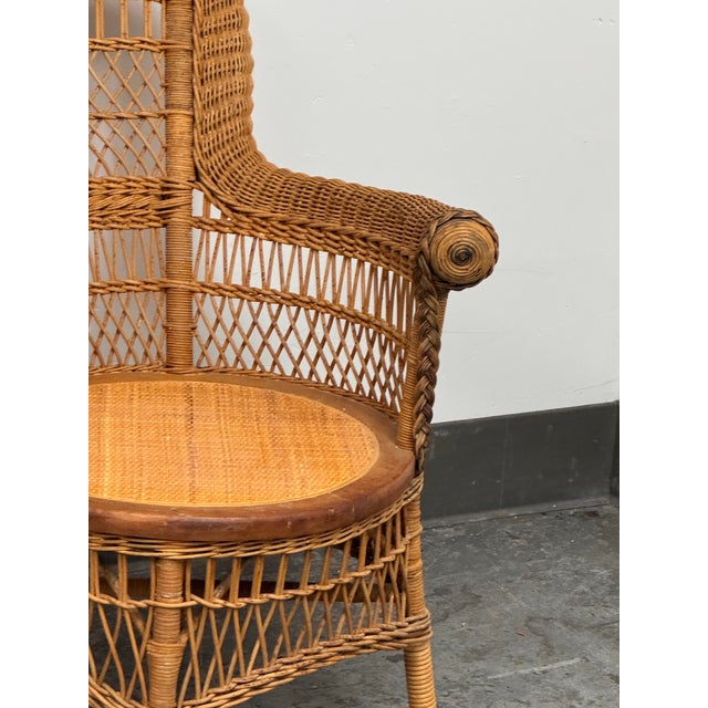 Woven Rattan Armchair, Vintage For Sale - Image 4 of 12