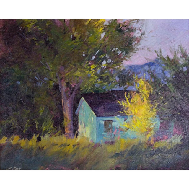 Vintage Howard Carr Green House with Trees oil painting, circa 1980-90. This Howard Carr painting comes framed as shown....