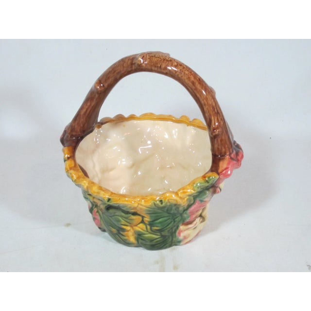Shabby Chic Vintage Majolica Pansy Basket For Sale - Image 3 of 9