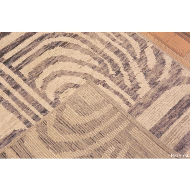 Textile Ivory Cream Color Background Art Deco Design Modern Hallway Runner Rug For Sale - Image 7 of 7