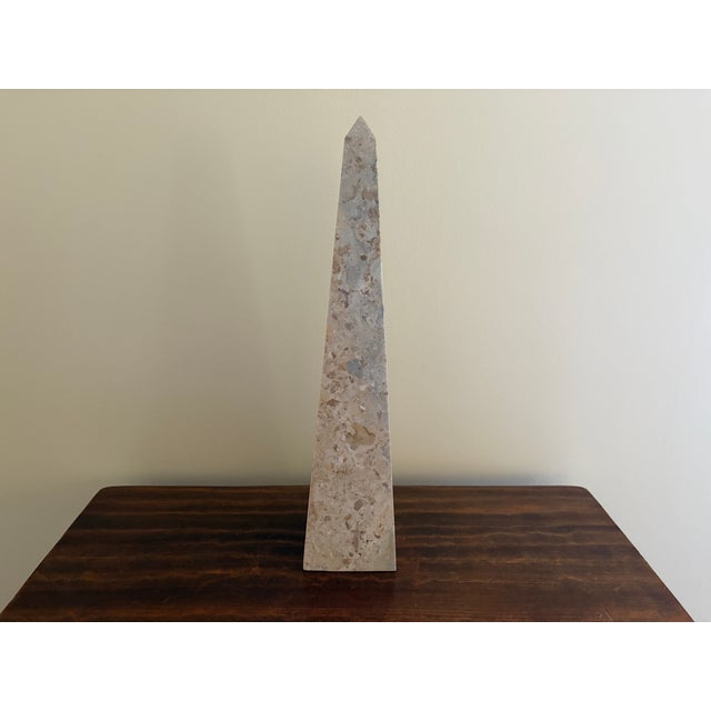 Late 20th Century Neoclassical Marble Obelisk in Variegated Brown and Tan Stone For Sale - Image 12 of 12