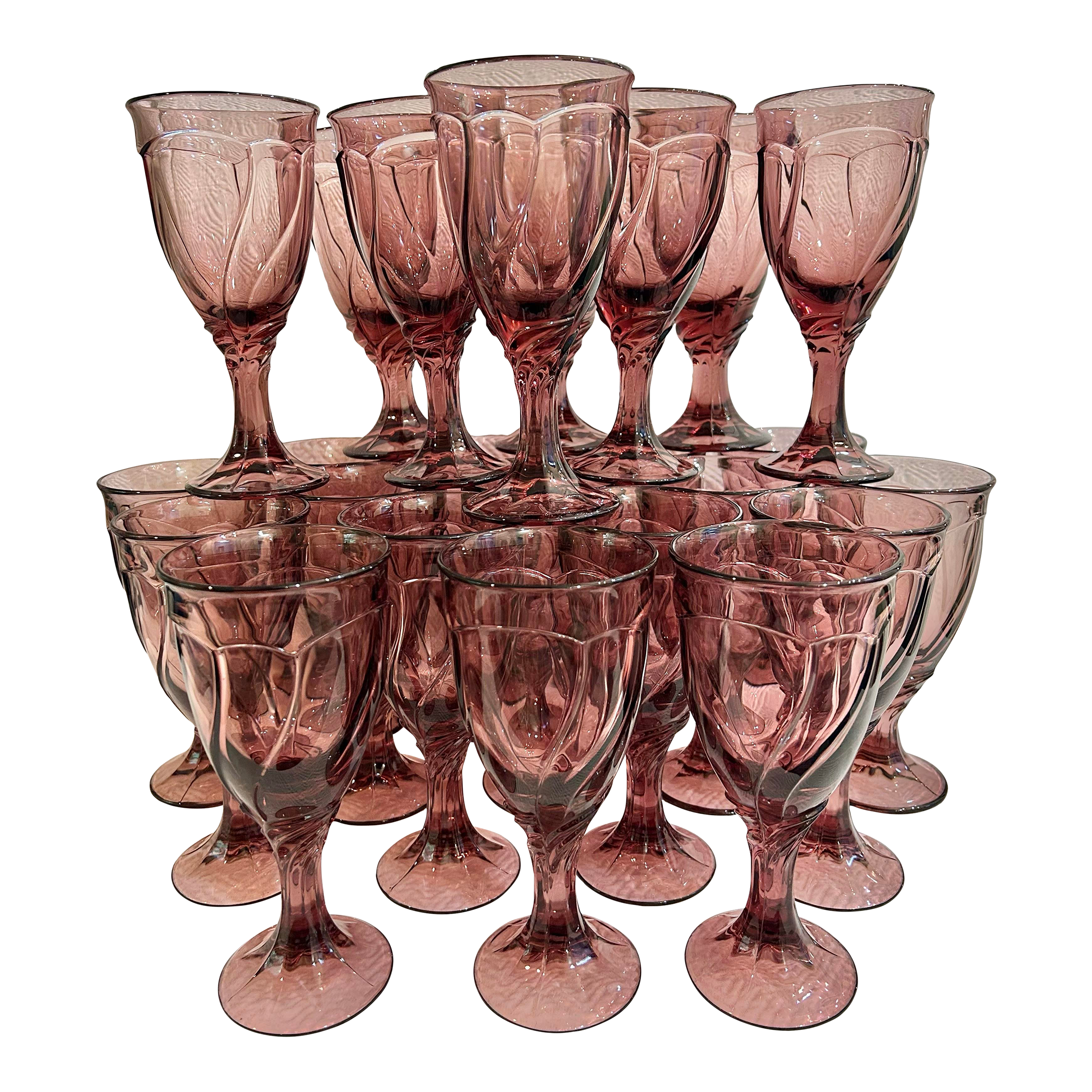 グラス/カップ Noritake,yvessaintlaurent,GIVENCHY Late 20th Century Noritake “Sweet Swirl” Cranberry Glassware - A