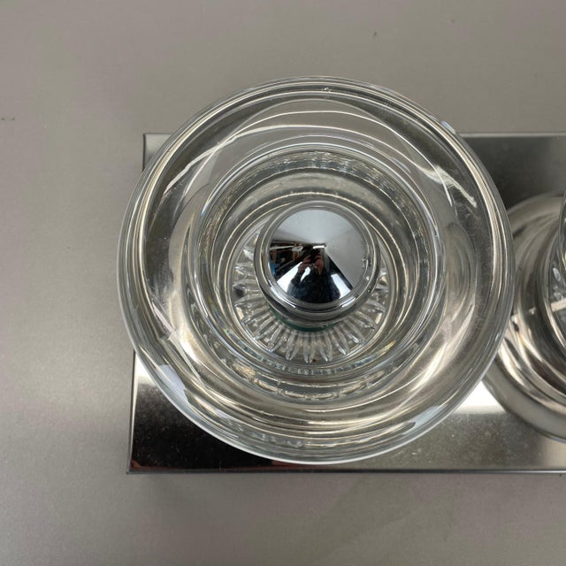 Space Age Original Metal Chrome Glass Wall Sconce Cosack Lights, Germany, 1970s For Sale - Image 9 of 18