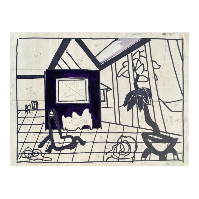 1960s Larry Connatser Interior Scene Painting For Sale