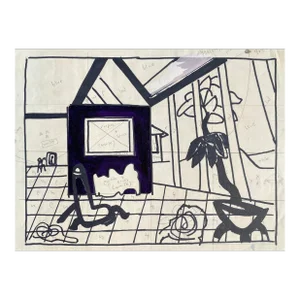 1960s Larry Connatser Interior Scene Painting