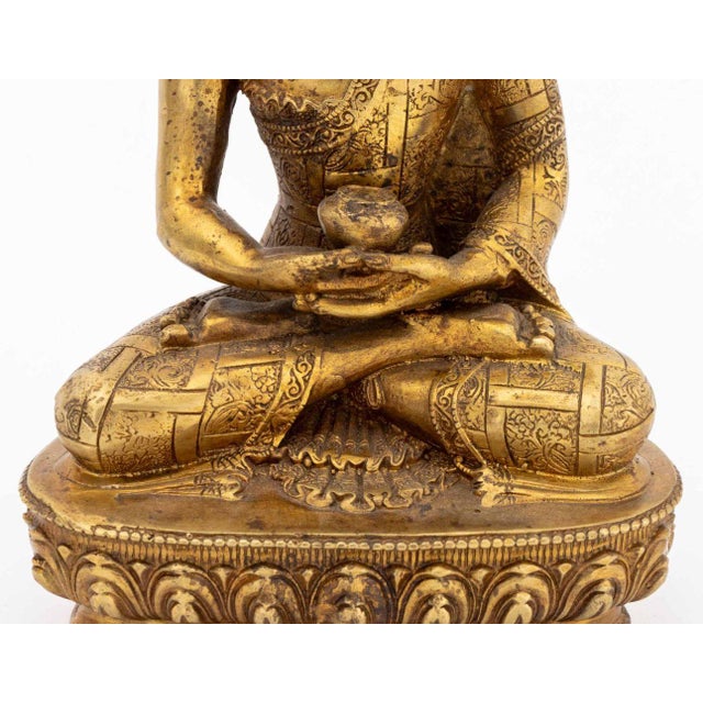Tibetan Amitabha Gilt Bronze Sculpture For Sale - Image 4 of 9
