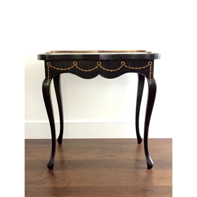 Provincial Louis XV Style Black and Gilt Bedside Table For Sale In Miami - Image 6 of 10