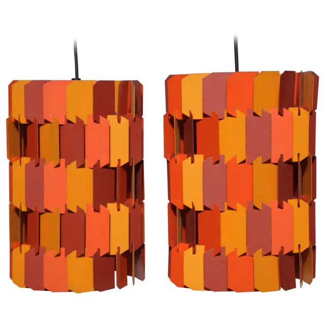 Louis Weisdorf for Lyfa Orange & Rose Facet Pop Hanging Pendants, 1970s - a Pair For Sale - Image 11 of 11