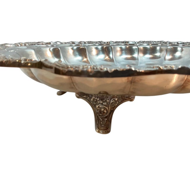Mid 20th Century Silverplated Butler’s Buffet Server Footed Bowl W Handles For Sale - Image 9 of 12