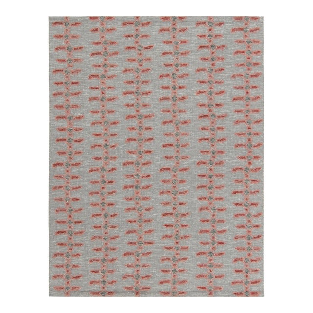 Scandinavian Style Kilim Rug in Gray, Red & Pink by Rug & Kilim 3x16 For Sale