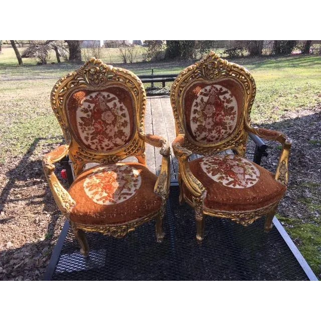 Antique Fauteuil Style Gilt Chairs - a Pair For Sale - Image 13 of 13