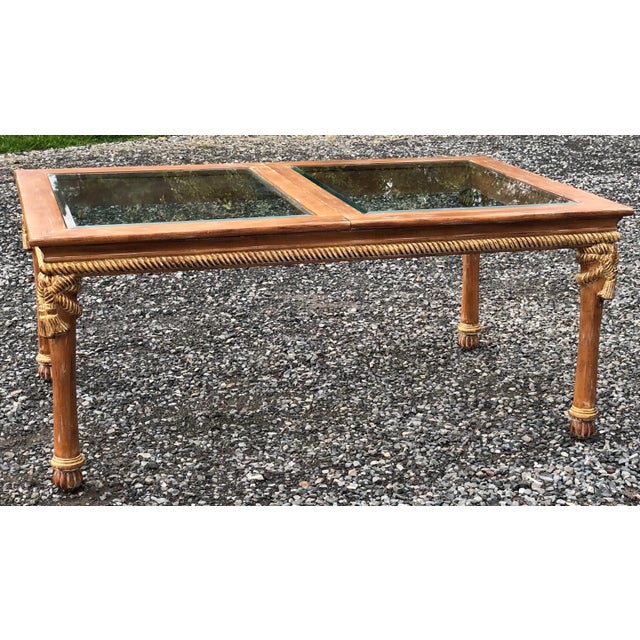 Glass and Wood Dining Room Extension Table For Sale - Image 4 of 10