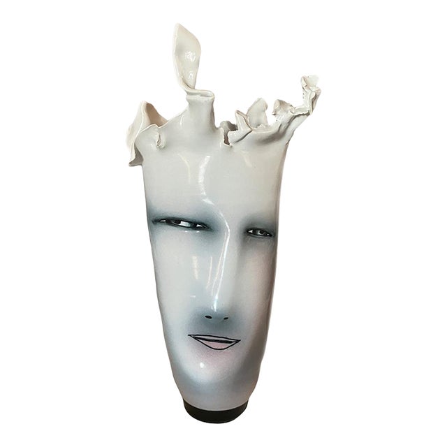 Bing Gleitsman 2002 Vintage Porcelain Face Vase For Sale