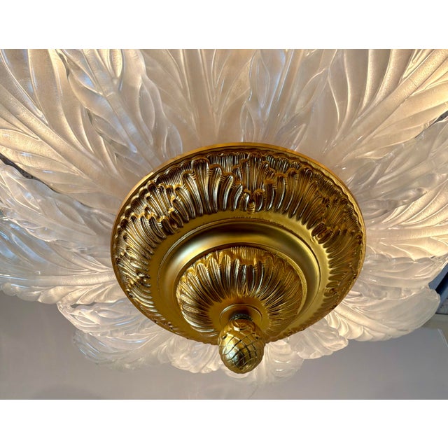 Original retail $6657, neoclassical Myran Allan Luxury Lighting Vintage Italian Satin Glass and Silver Semi Flush...
