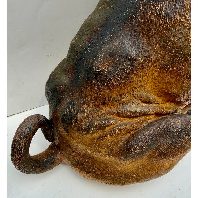 Large 19th Century English Cold-Painted Terracotta Bulldog Figure With Glass Eyes For Sale - Image 9 of 17