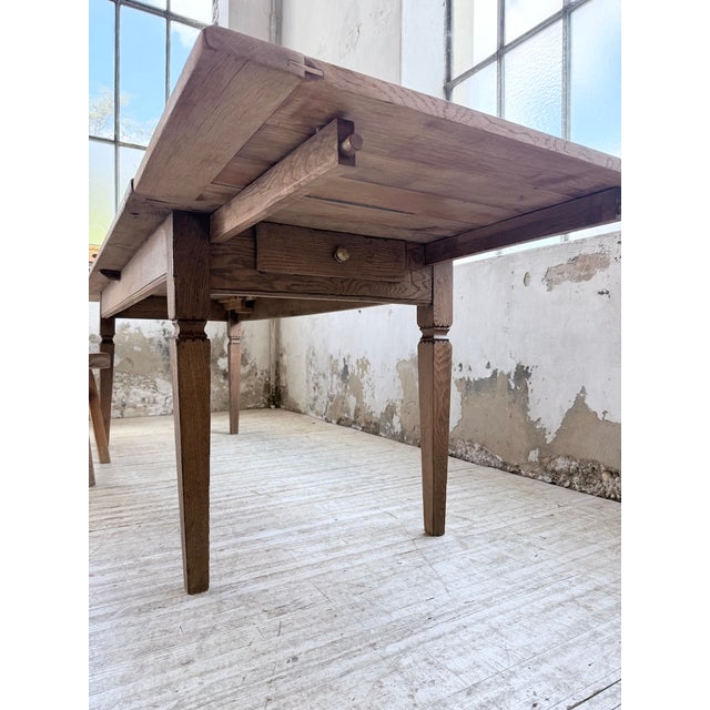 Oak Farmhouse Table with Extensions, 1950s For Sale - Image 13 of 18
