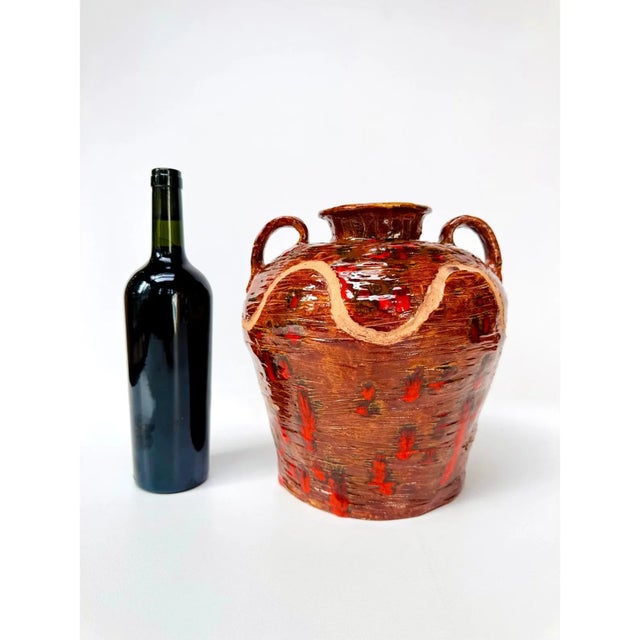 Vintage Studio Pottery Amphora Vase, Red Lava Glaze, Signed Sl For Sale - Image 13 of 13