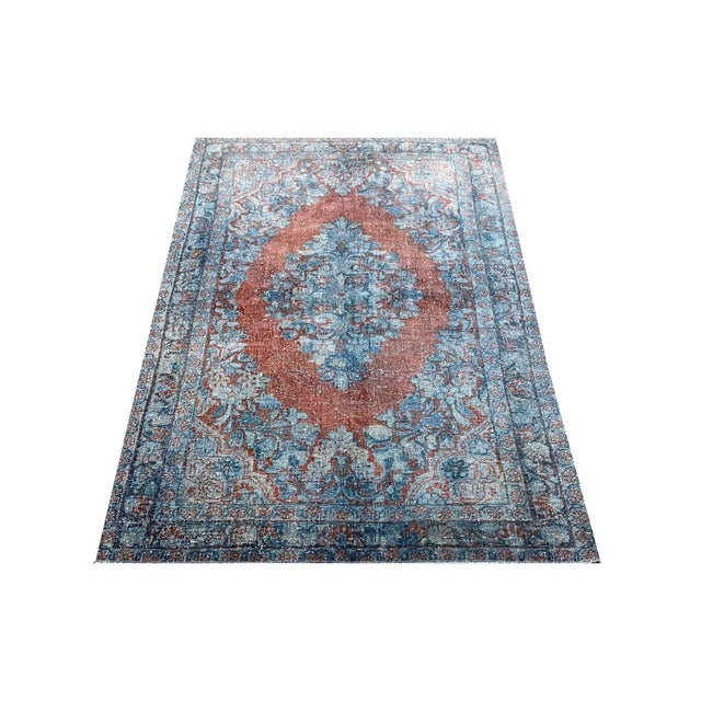 Exact Size: 4'2" x 6'8" Color: Red, Blue Age: Old Materials: Wool Construction: Hand Knotted Origin: Iran