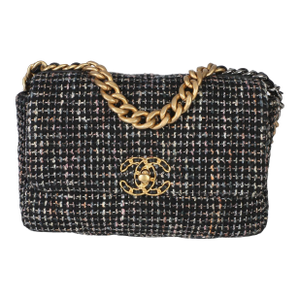 Black Multicolor Tweed Quilted Small Chanel 19 Flap Bag