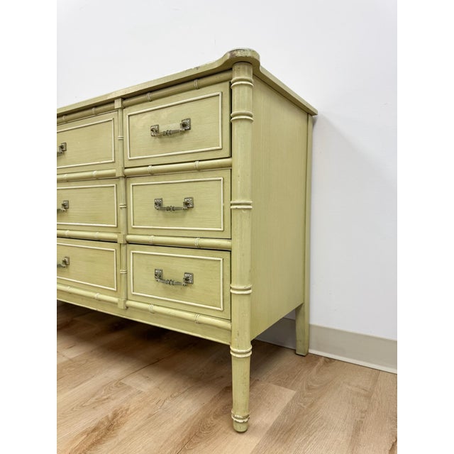 Vintage Dresser Henry Link Green Nine Drawer Bali Hai Coastal Hollywood Regency For Sale In Tampa - Image 6 of 18