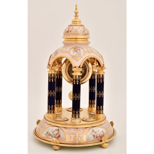 Mid 19th Century Antique Gustav Becker Royal Vienna Bronze-Mounted Porcelain Mantel Clock, 19th C For Sale - Image 5 of 10