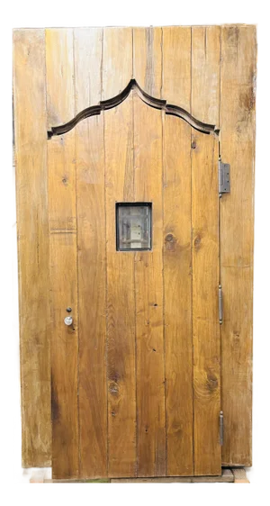 Early 20th Century Arabic Style Solid Walnut Entry Door With Frame