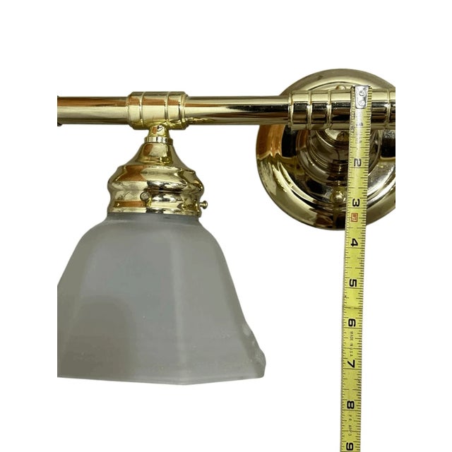 Vintage Traditional Style Plated Brass 2 Arm Vanity Wall Sconce For Sale - Image 4 of 5