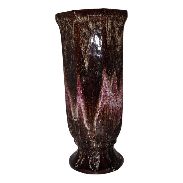 Vintage Purple-Brown Glazed Ceramic Vase from Bay-Keramik, 1970s For Sale