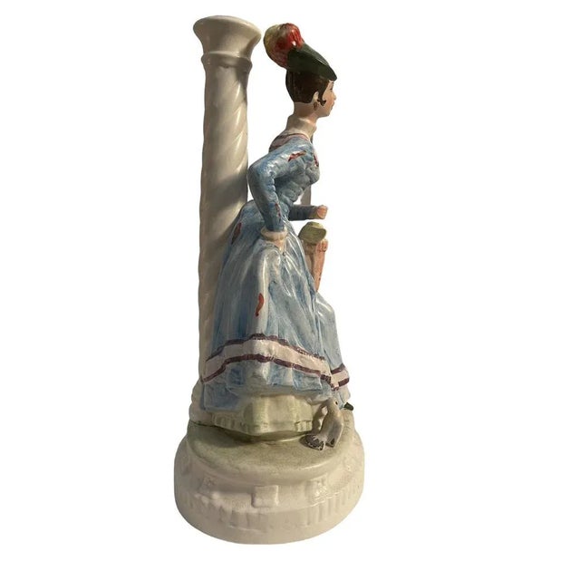 1970s Polychrome Ceramic Figurine of Lady with Umbrella, 20th Century For Sale - Image 5 of 9