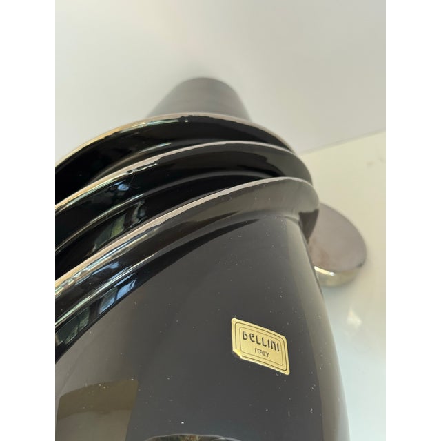 Bellini Black & Chrome Art Glass Vase Italy For Sale In Philadelphia - Image 6 of 7