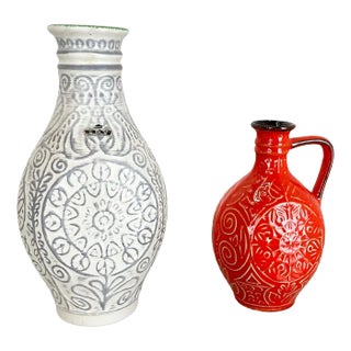 German Multi-Color Fat Lava Op Art Pottery Vase from BAY Ceramics, Set of 2 For Sale