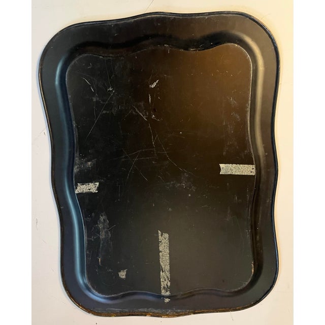 Boho Chic 1960 Philadelphia Hand Painted Floral Tole Tray For Sale - Image 3 of 4