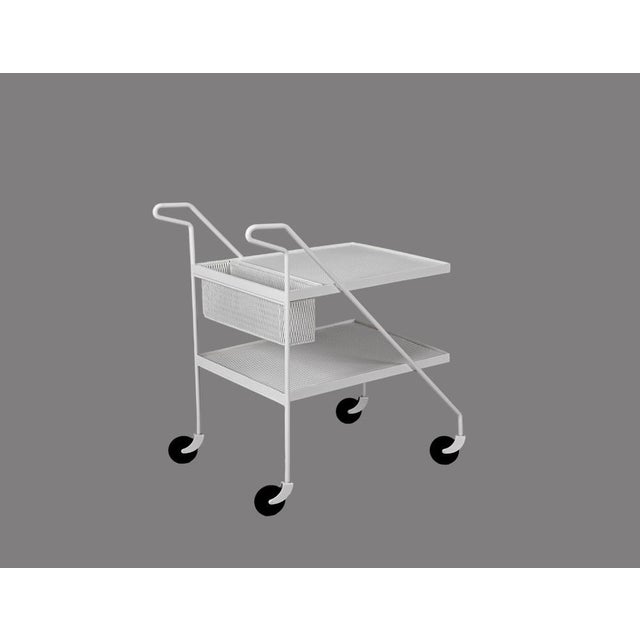 French Serving Bar Cart with Bottle Holder in Enameled Iron by Mathieu Matégot, 1960s For Sale - Image 15 of 17