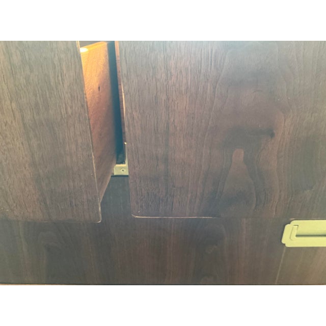 Wood Vintage Mid-Century Walnut Lane Altavista Campaign 3-Drawer Chest For Sale - Image 7 of 11