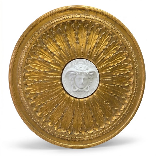 Monumental 29” Rosenthal Versace Medusa Gilt Sunburst Architectural Wall Medallion Plaque For Sale In Atlanta - Image 6 of 7