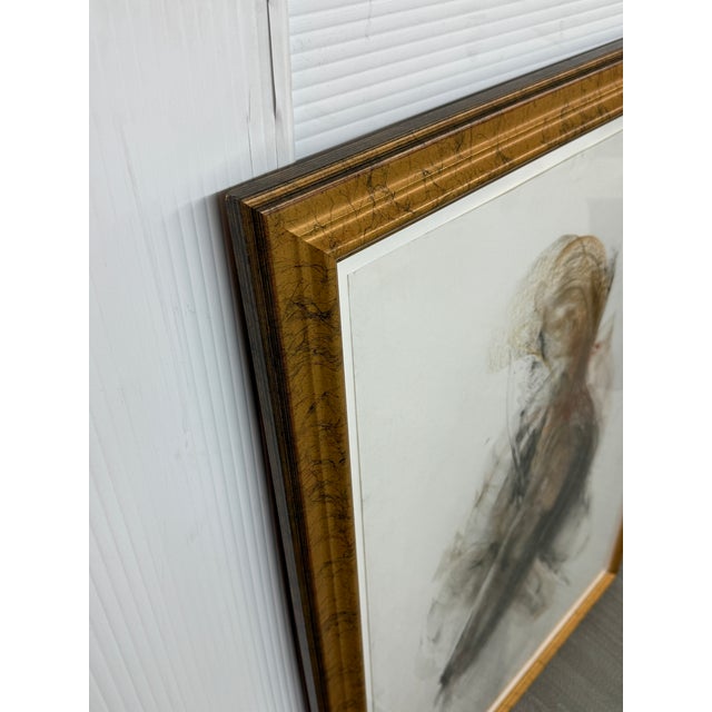 Wood Abstract Expressionist Nude Figure Drawing, Framed For Sale - Image 7 of 11