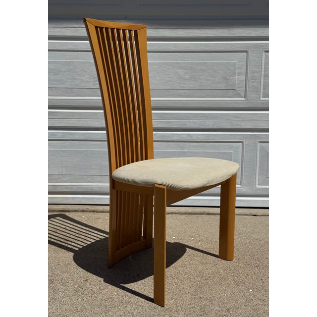 Postmodern Late 20th Century Set of 4 Postmodern Italian Slatted High-Back Dining Chairs by Pietro Costantini For Sale - Image 3 of 18
