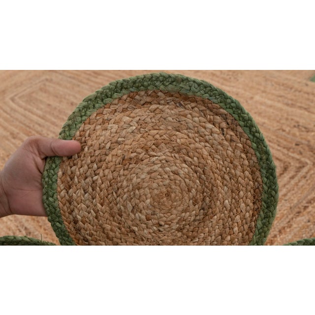 Olive Green Scallop Edge Jute Rug 8x10 Ft. For Sale - Image 10 of 13