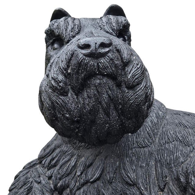 Scottish Terrier Dog Statue Black Cement Sculpture Realistic Scottie Large Vintage For Sale - Image 9 of 18